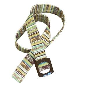 Fashion Doll striped corduroy adjustable belt chartreuse/brown/turquoise medium